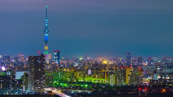 time lapse of Tokyo cityscape at night, Japan