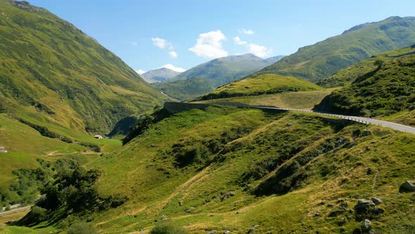 Furka Pass Mountain Road in Switzerland From Above