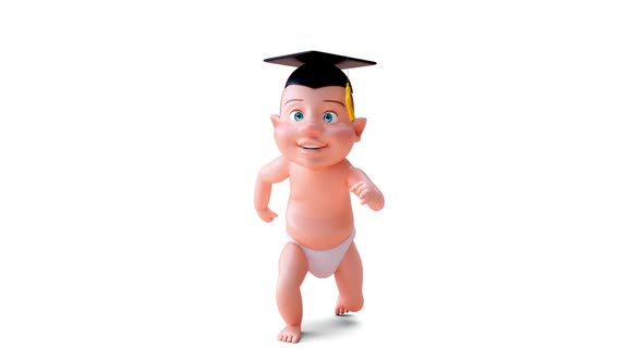 Fun 3D cartoon of a student baby