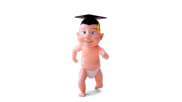 Fun 3D cartoon of a student baby alt