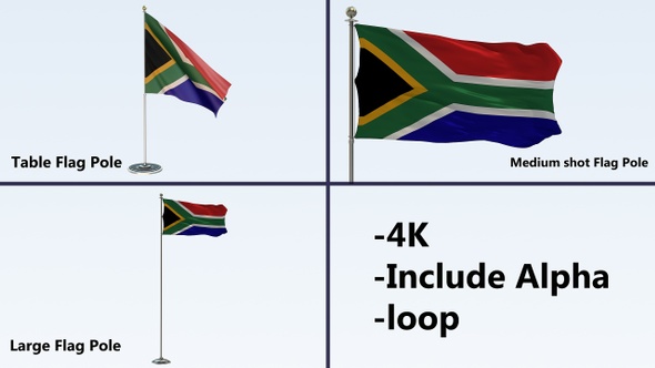 South Africa Flag Pole Pack 4k-Loop