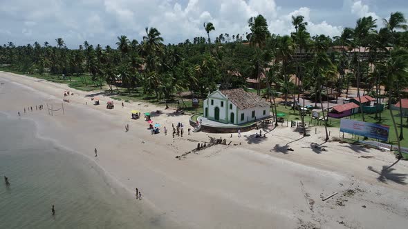 Tropical summer beach. Brazilian beach tourism landmark.