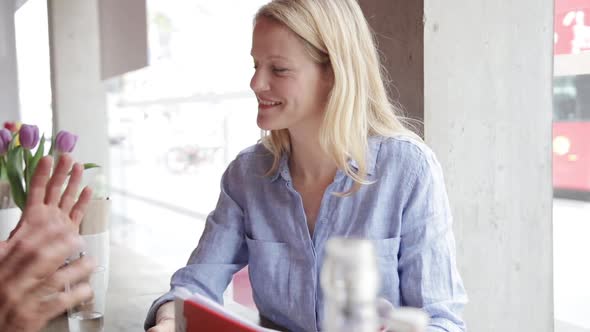 Business meeting in a restaurant