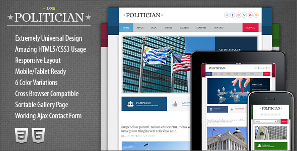 Politician Responsive HTML5/CSS3 Template