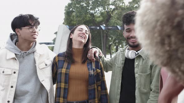 United Group of Happy Multiracial People Having Fun Together Outdoor