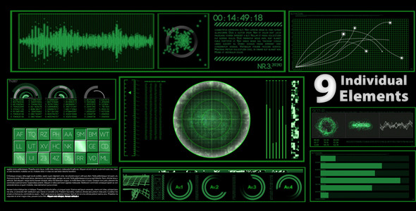 Digital Data HUD Elements - 9 Styles