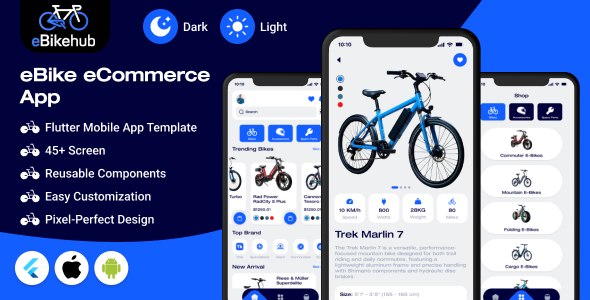 eBikehub - D2C eBike eCommerce Store Flutter Mobile App Template | Android & iOS UI Kit