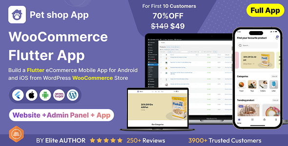 Pet Product Store App - E-commerce Store app in Flutter 3.x (Android, iOS) with WooCommerce Full App