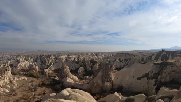 Love valley in Goreme village, Turkey. Rural Cappadocia landscape.