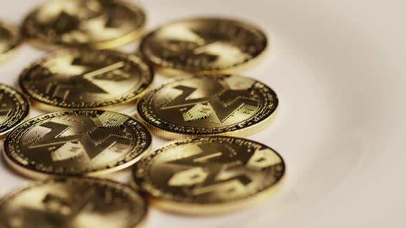 Rotating shot of Bitcoins