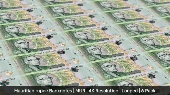 Mauritius Banknotes Money / Mauritian rupee / Currency ₨ / MUR / 6 Pack - 4K