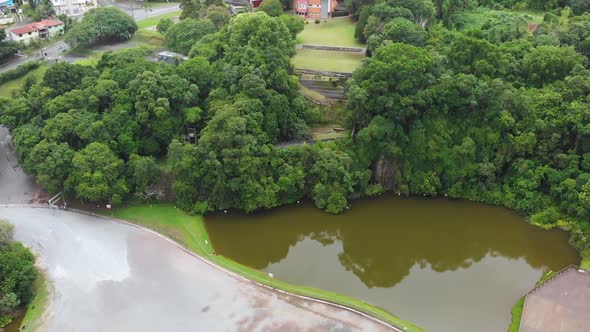 Pedreira park (Curitiba, Parana, Brazil) aerial view, drone footage