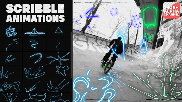 Abstract Scribble Animations | Motion Graphics Pack alt