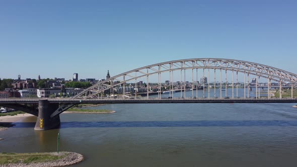 Bridge over river Waal in Nijmegen The Netherlands, called the 'Waalbrug'