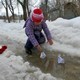 Kid Playing Shovel in Spring Streams Ambience