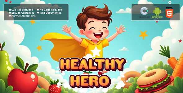 Healthy Hero Game – Educational Runner Game | HTML5, Android, Construct 3