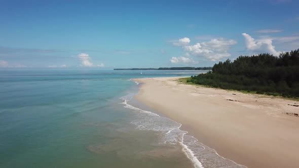 Aerial Video of Deserted Beach Cape and Calm Sea