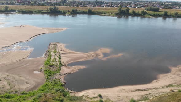 Aerial shot of the Vistula river.