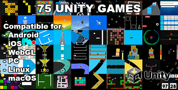 75 Unity Games Bundle | Unity Source Code, Mobile & PC, AdMob Integration, Ready-Made Game Templates