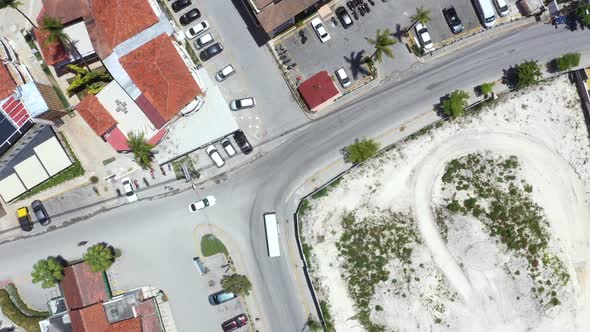 Aerial View on Crossroad with Cars and Traffic Lights