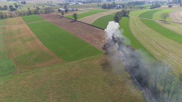  Antique Restored Steam Engine Traveling Thru Farmlands Blowing Smoke