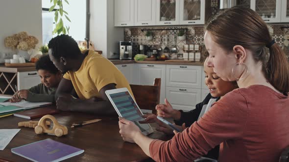 Mother Using Tablet Computer