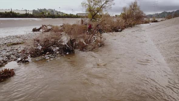 Flood Damage In Los Angeles River