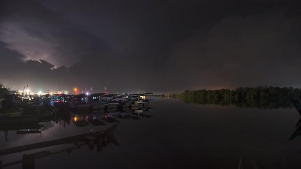 Lightning thunder on the river
