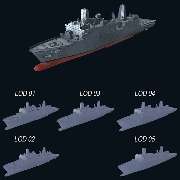 Asset - Army - USS Anchorage - 3D MODEL Low-poly Low-poly 3D model