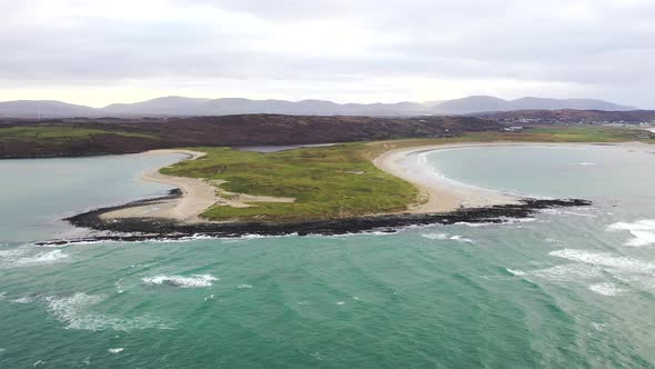 Aerial View of Cashelgolan Beach Castlegoland By Portnoo in County Donegal  Ireland