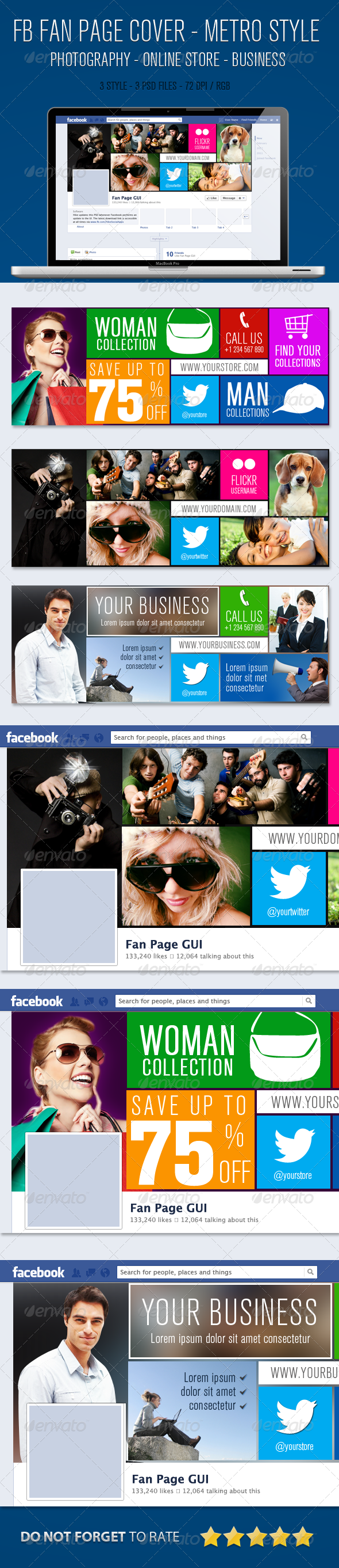 Facebook Fan Page Timeline Cover - Metro Style