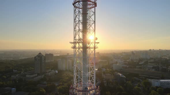 TV Tower in the Morning at Dawn in Kyiv, Ukraine