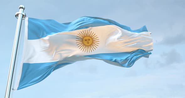 Argentina Flag Waving  Loop  4 K