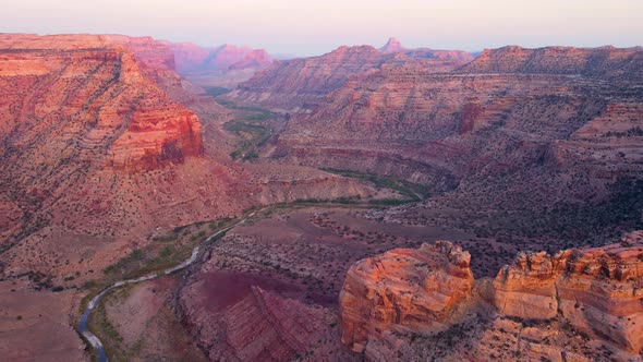 Aerial of the San Rafael River Canyon in Utah