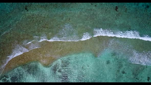 Aerial view panorama of relaxing coastline beach vacation by clear ocean with white sand background 