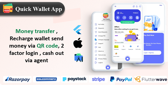 Quick Wallet - Digital Wallet Mobile App with Admin Panel with Multi Payment Gateways