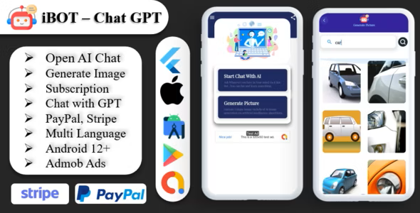 ChatGPT App - Chat GPT App | Open AI ChatGPT | Google Login | Subscription | PayPal & Stripe