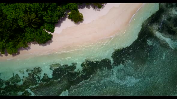 Aerial drone shot tourism of beautiful coastline beach adventure by aqua blue lagoon and white sandy