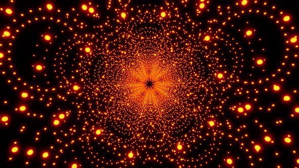 Orange Glitter Kaleidoscope Seamless Animation on Black Background