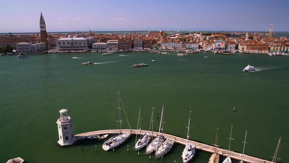 Beautiful View of Venice, Yachts Moored at Port, Tourism and Transportation