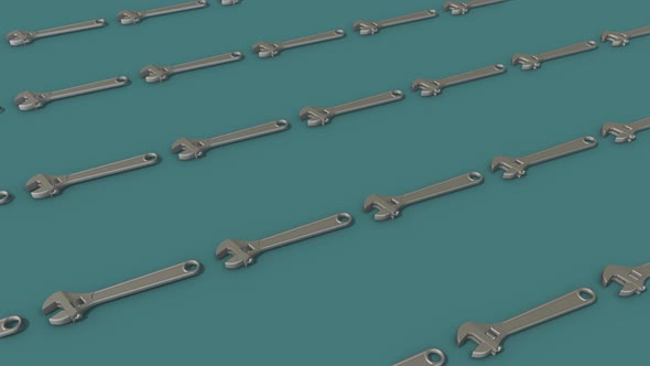A Lot Of Adjustable Spanner Wrench In A Row 4k