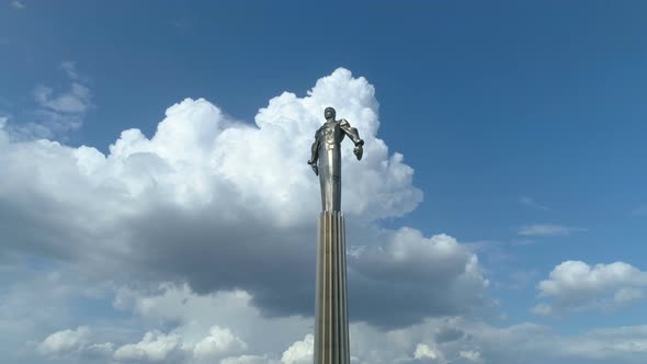 Aerial View of Yuri Gagarin Monument on Gagarin Square in Moscow