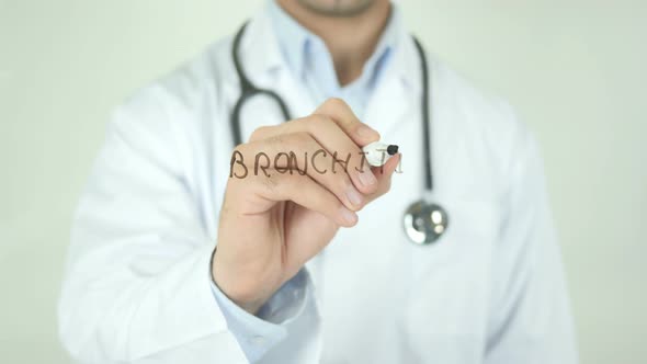 Bronchitis, Doctor Writing on Transparent Screen