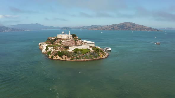 Panoramic View of the Alcatraz Island Prison From Above in San Francisco