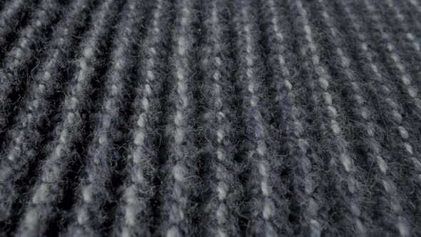 Knitted Gray Wool Fabric in Macro