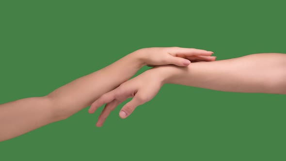 Love Couple Hands Disconnect on Green Screen
