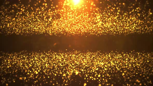 Christmas golden light shine Blinking Dust particles bokeh on Light.