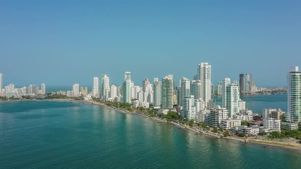 The Cartagena Modern City Colombia Hyperlapse Aerial View