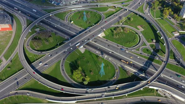 Freeway Intersection Traffic Trails in Moscow