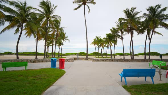 Empty Miami Beach Scene Motion Video Approach 4k